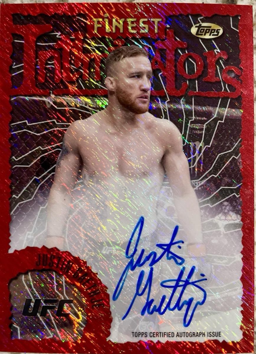 Justin Gaethje 2024 Topps Finest UFC Intimidators Autographs #IA-JGA Red Shimmer Refractor