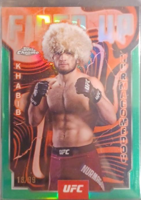 Khabib Nurmagomedov 2025 Topps Chrome UFC Fired Up #FUP-1 Green Refractor