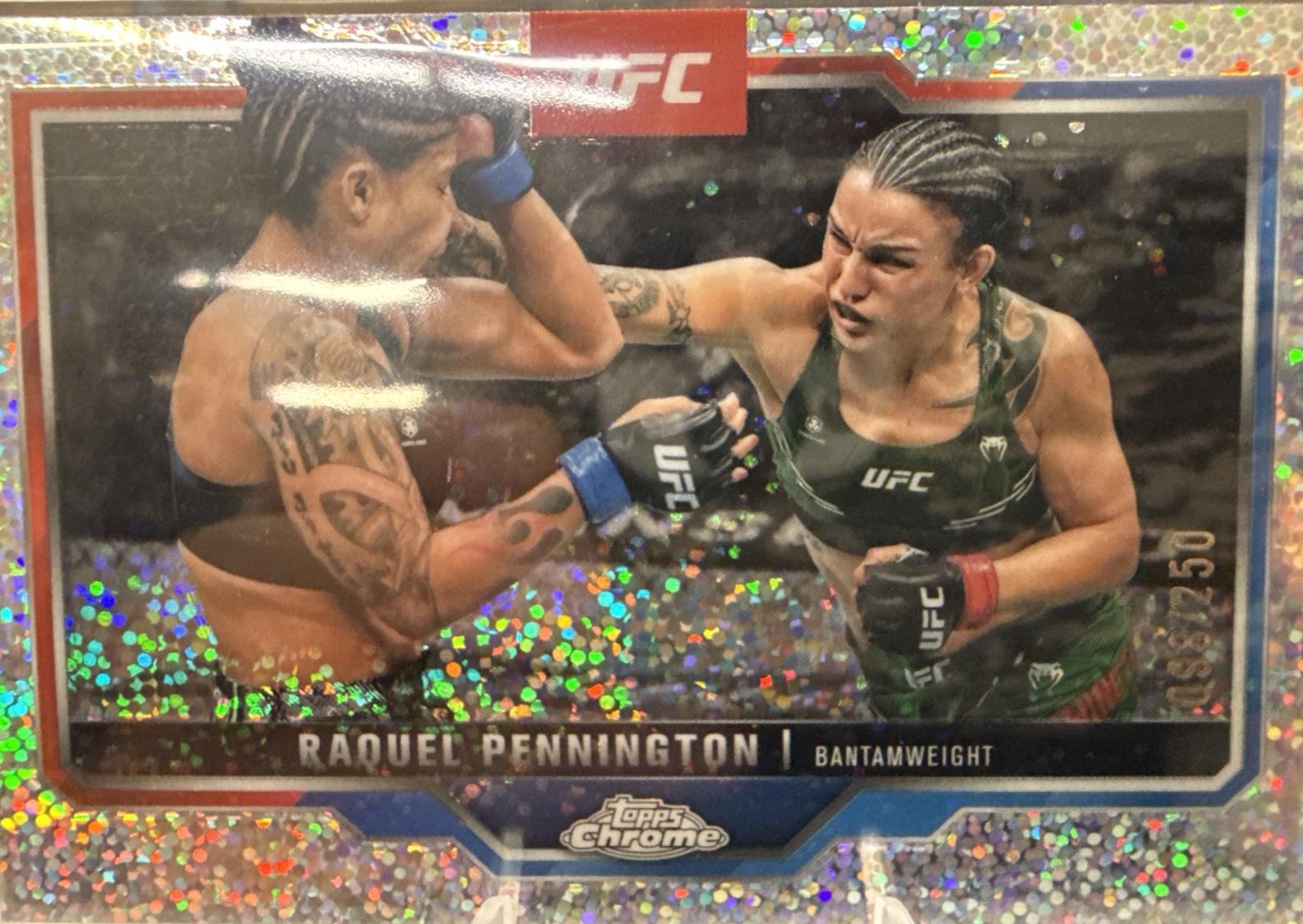 Raquel Pennington 2025 Topps Chrome UFC Base #156 Speckle Refractor
