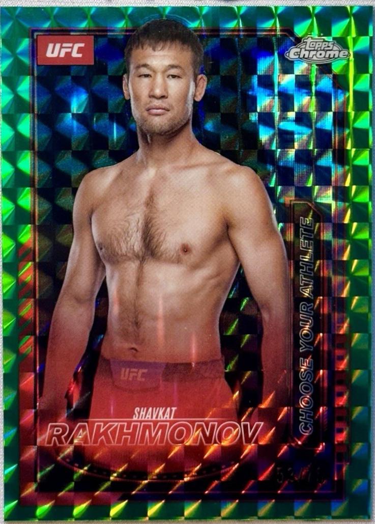 Shavkat Rakhmonov 2025 Topps Chrome UFC Mission Control #MCL-17 Geometric Green Refractor