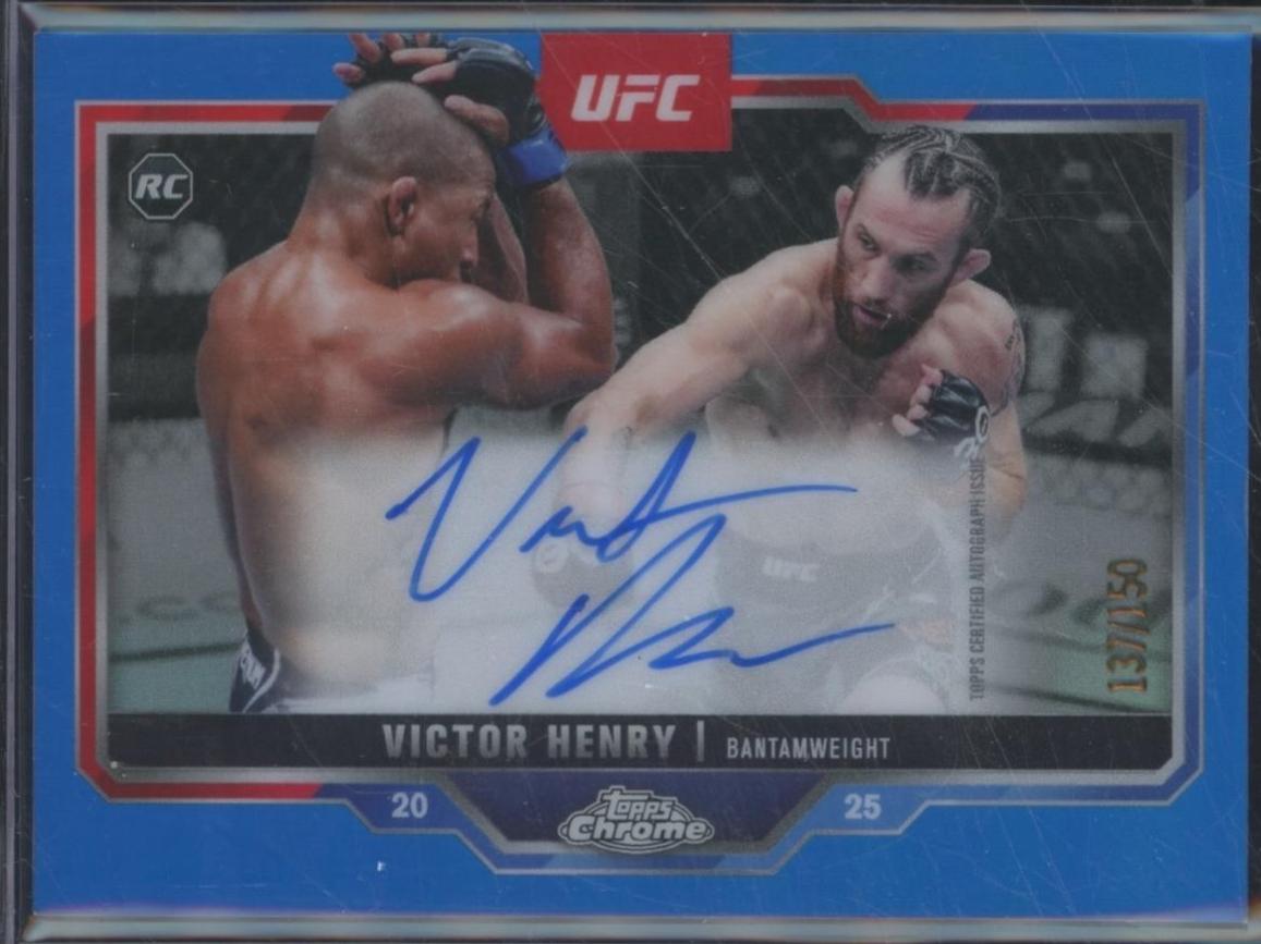 Victor Henry 2025 Topps Chrome UFC Chrome Rookie Autographs #CRA-VH Blue Refractor
