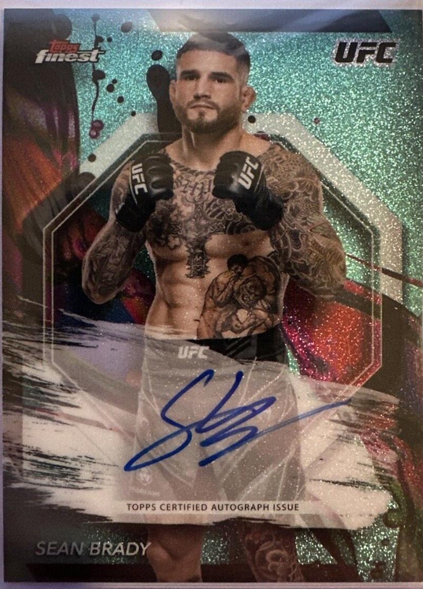 Sean Brady 2024 Topps Finest UFC Finest Autographs #FA-SBY Aqua Glitter Refractor