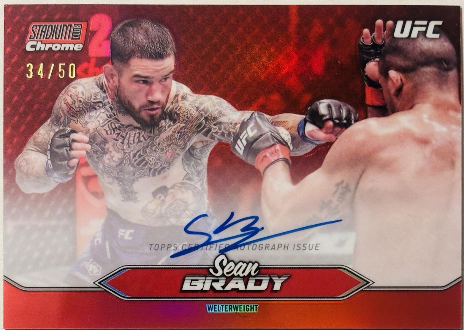 Sean Brady 2025 Topps Stadium Club UFC Chrome Autographs #CAS-SBY Red