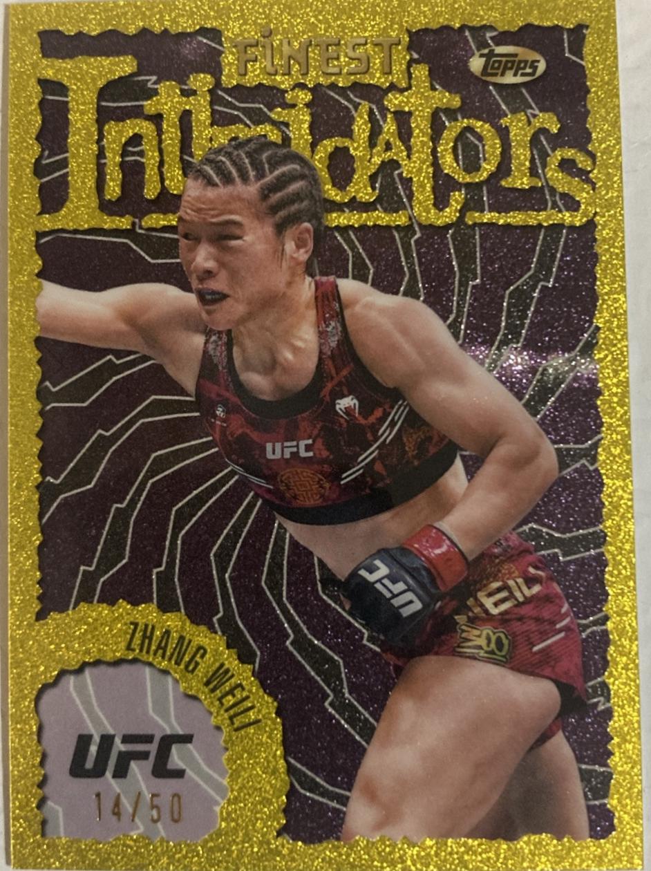 Zhang Weili 2024 Topps Finest UFC Intimidators #INT-27 Gold Refractor