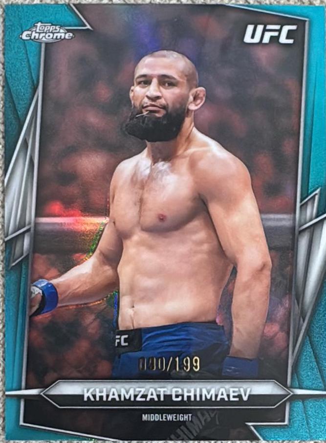 Khamzat Chimaev 2026 Topps Chrome UFC Base #125 Aqua Refractor