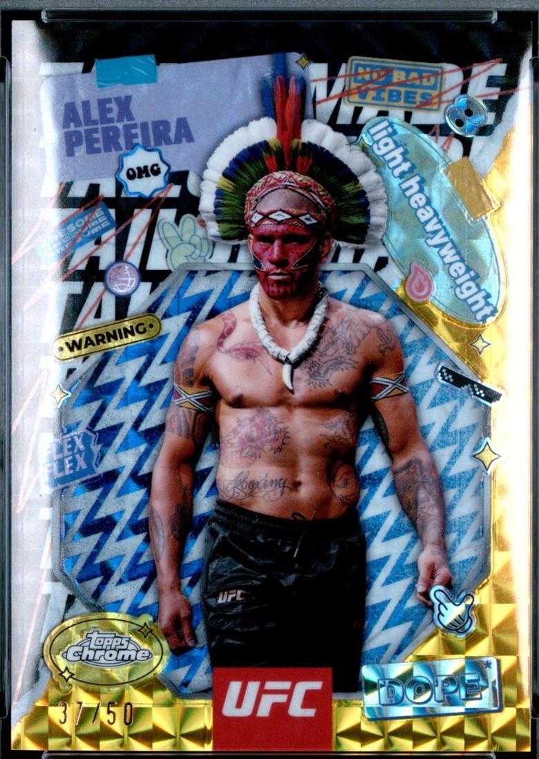 Alex Pereira 2025 Topps Chrome UFC Tailor Made #TRM-7 Geometric Gold Refractor