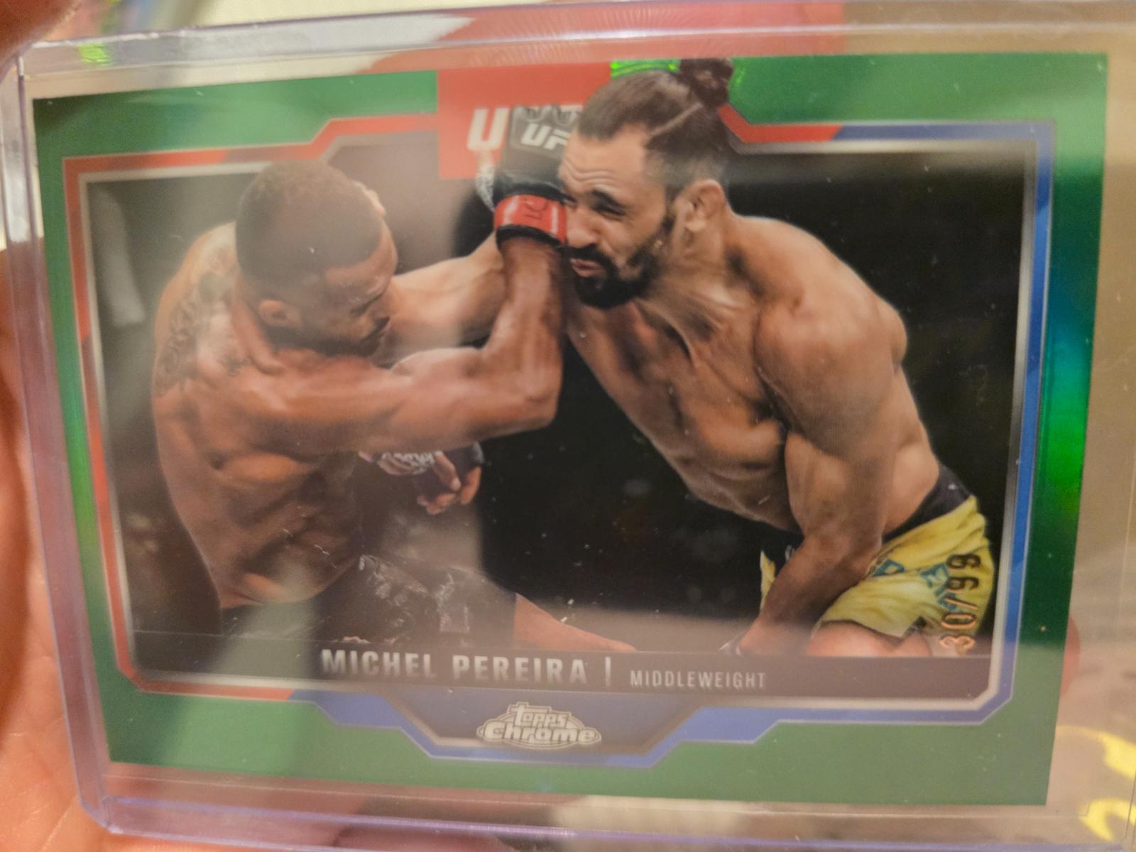 Michel Pereira 2025 Topps Chrome UFC Base #160 Green Refractor