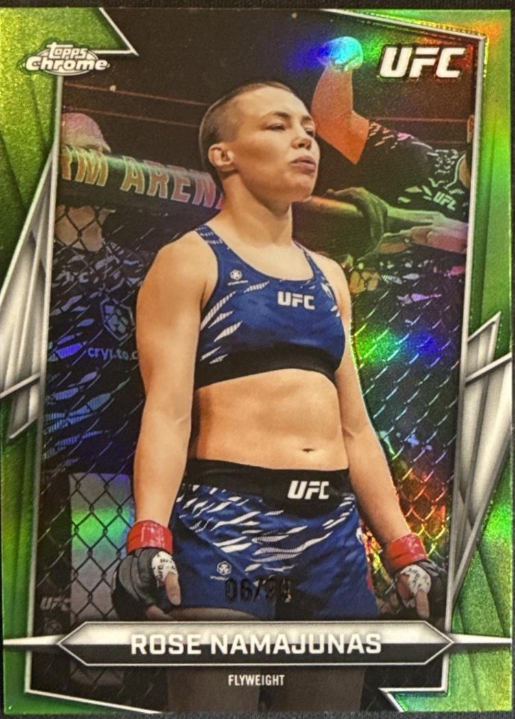 Rose Namajunas 2026 Topps Chrome UFC Base #87 Green Refractor