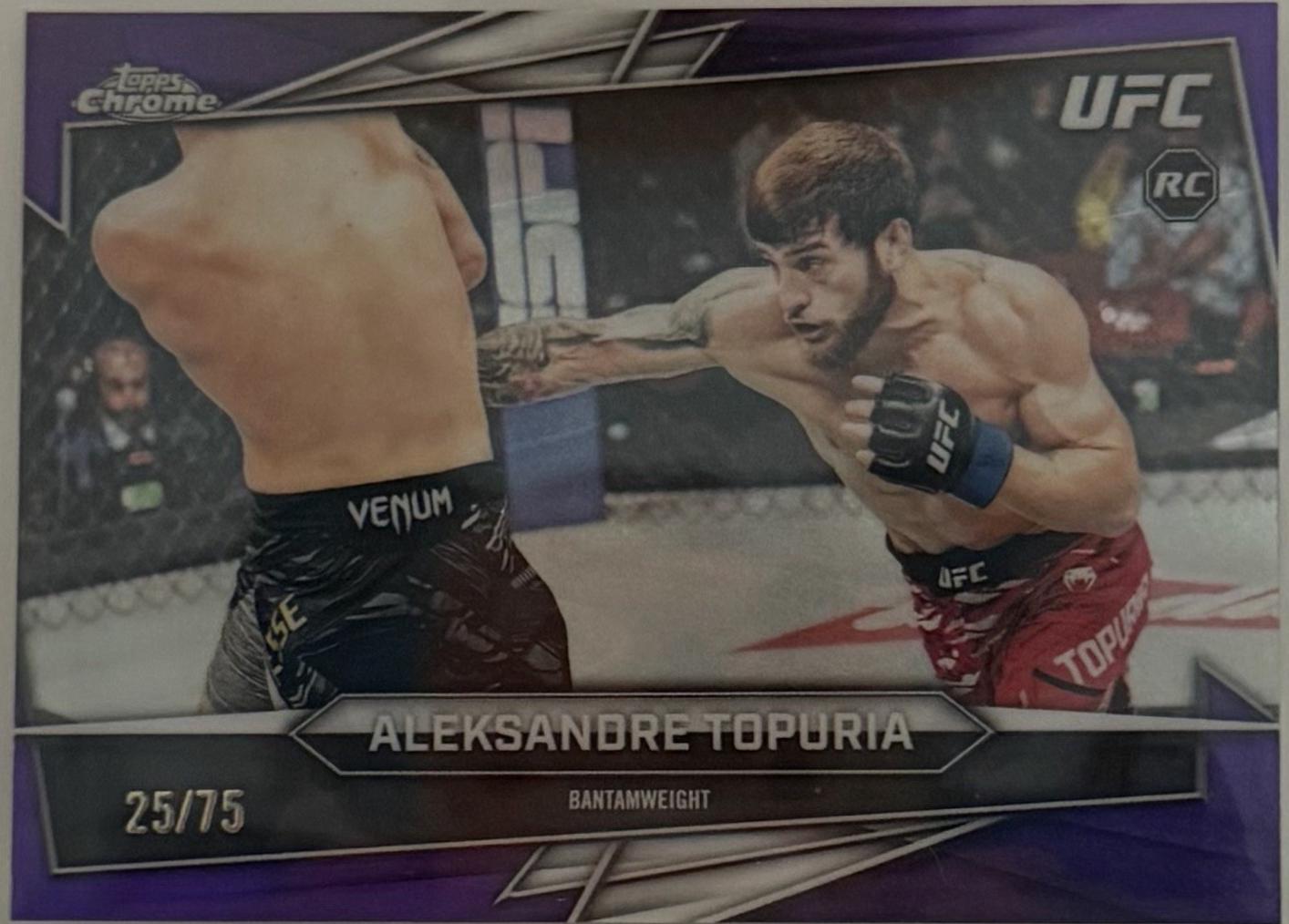 Aleksandre Topuria 2026 Topps Chrome UFC Base #187 Purple Ray Wave Refractor