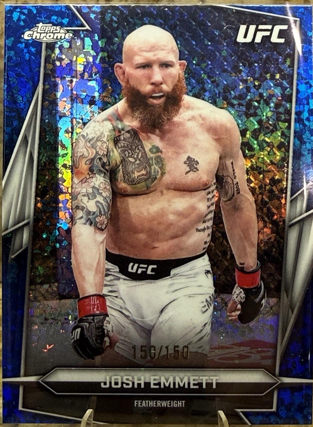 Josh Emmett 2026 Topps Chrome UFC Base #141 Blue Mini Diamonds Refractor
