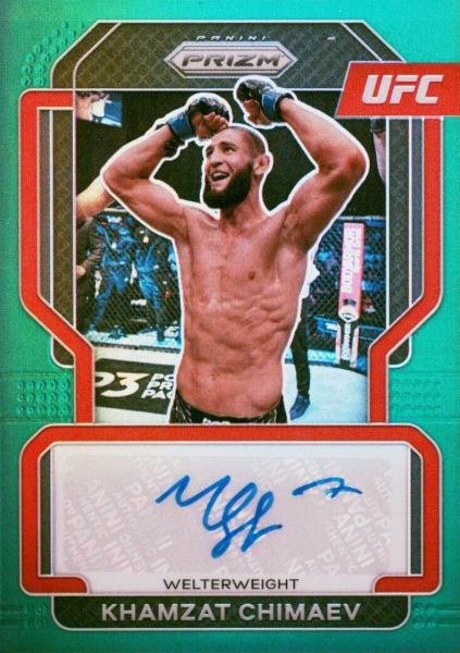 Khamzat Chimaev 2022 Panini Prizm UFC Signatures #48 Green
