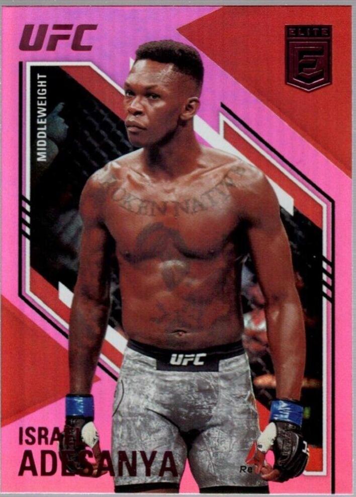Israel Adesanya 2021 Panini Chronicles UFC Base Elite #151 Pink