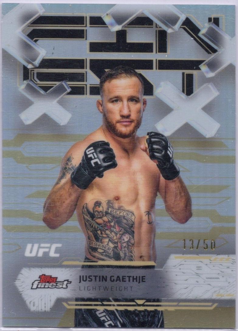 Justin Gaethje 2025 Topps Finest UFC Base Common #39 Gold Refractor