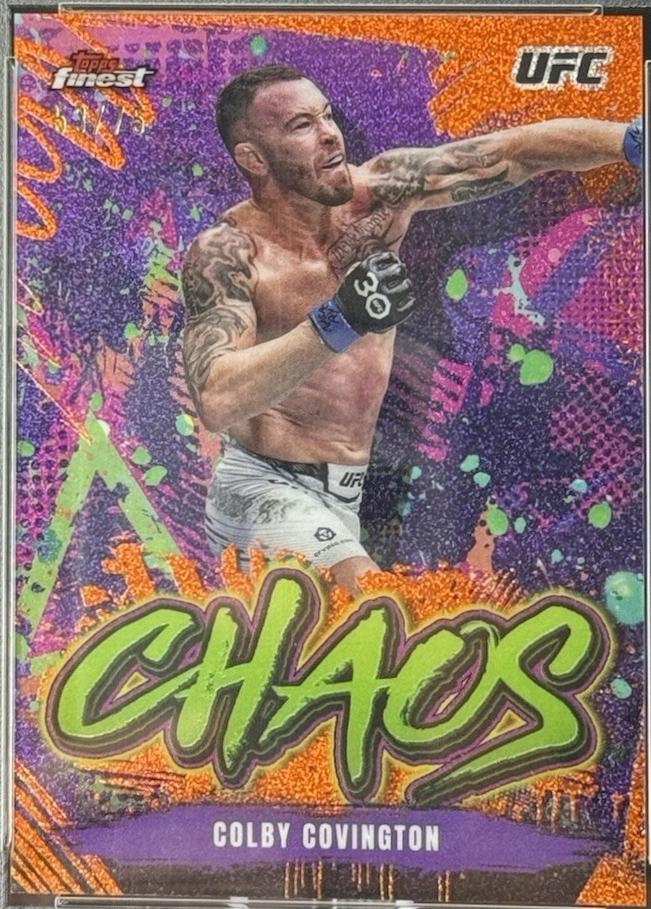 Colby Covington 2024 Topps Finest UFC Chaos #CHA-4 Tangerine Glitter Refractor