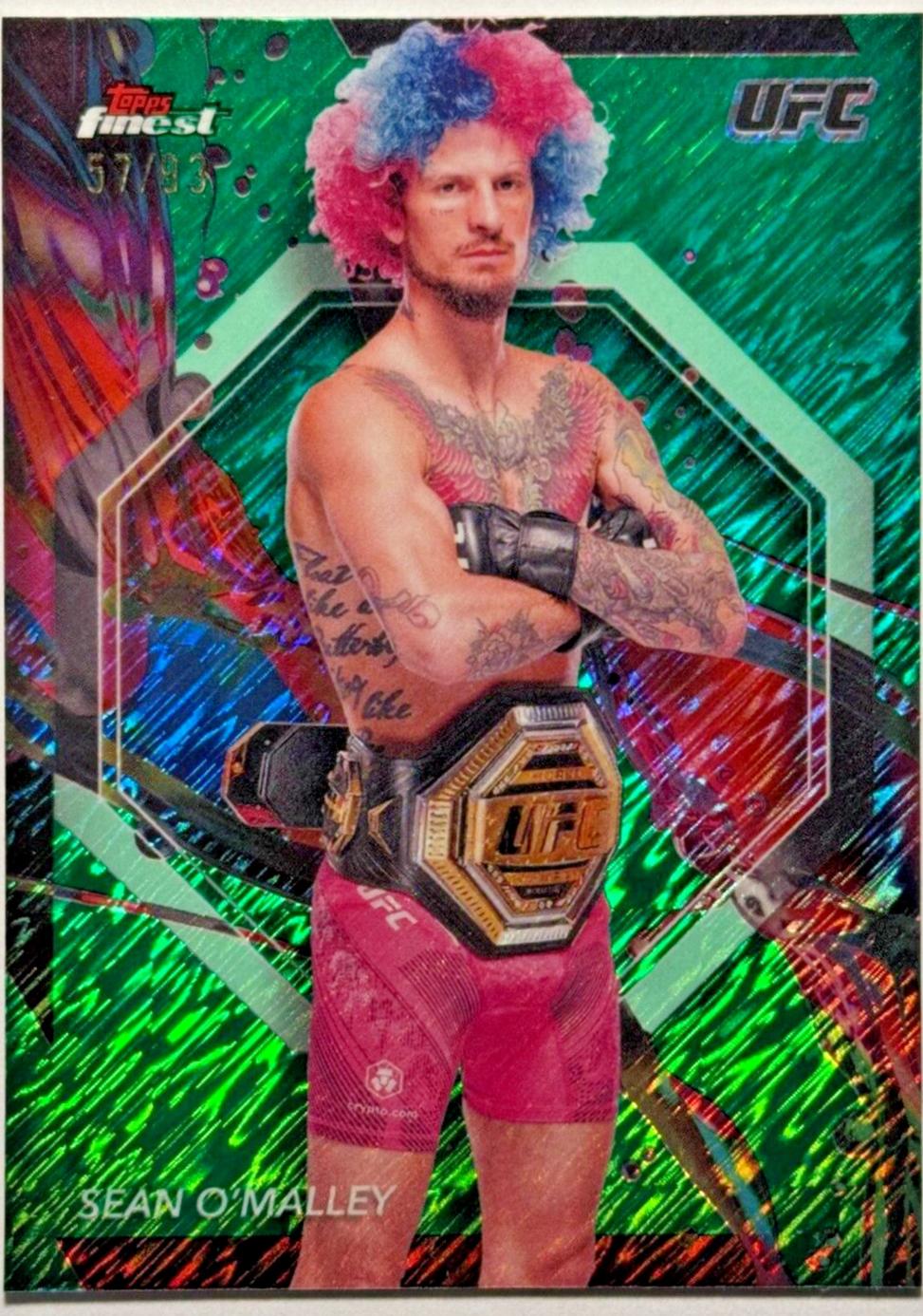 Sean O'Malley 2024 Topps Finest UFC Base Common #40 Green Shimmer Refractor