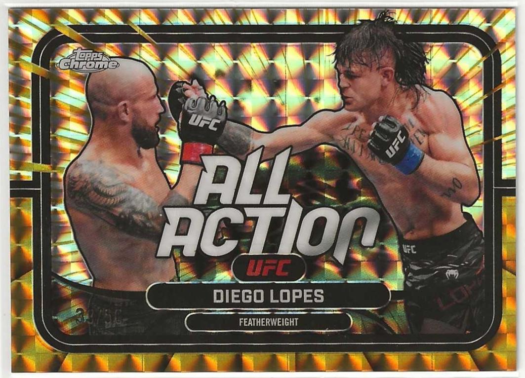 Diego Lopes 2026 Topps Chrome UFC All-Action #AA-24 Gold Refractor