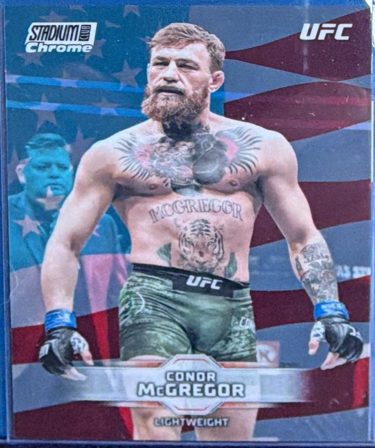 Conor McGregor 2026 Topps Stadium Club UFC Chrome Base #CB-5 Red/White/Blue Refractor
