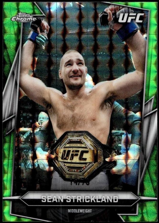Sean Strickland 2026 Topps Chrome UFC Base #2 Green Geometric Refractor