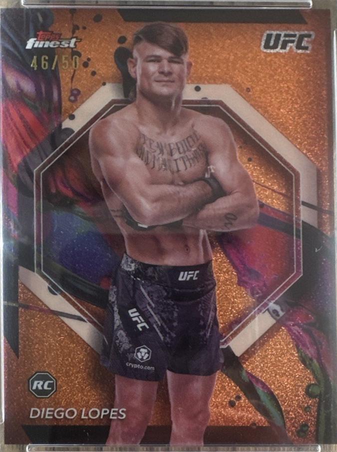 Diego Lopes 2024 Topps Finest UFC Base Common #42 Tangerine Glitter Refractor