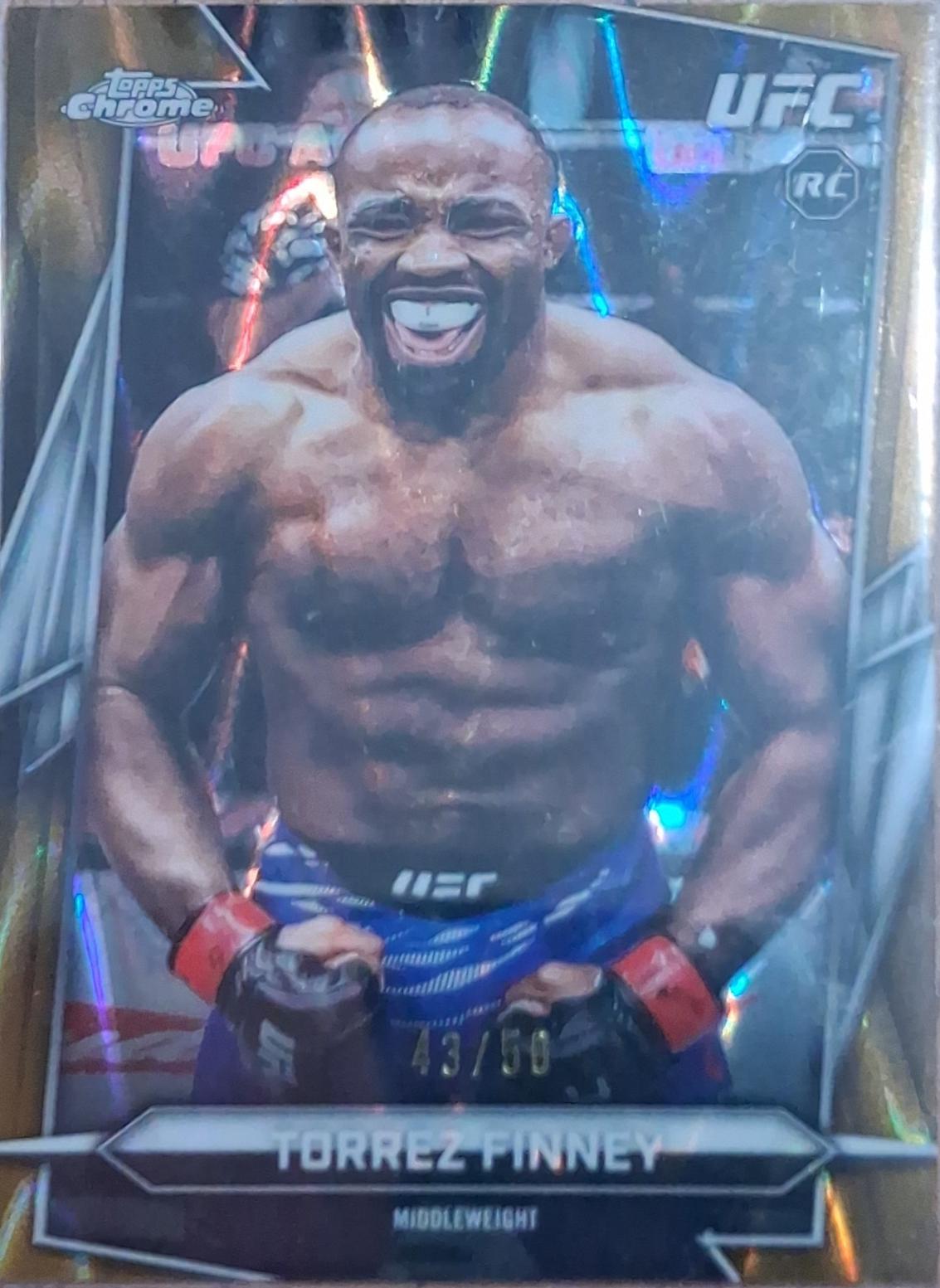 Torrez Finney 2026 Topps Chrome UFC Base #166 Gold Ray Wave Refractor