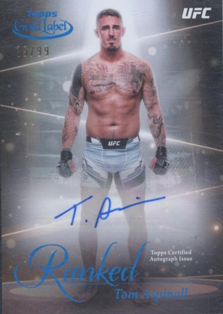 Tom Aspinall 2024 Topps Gold Label UFC Ranked Ink #RIK-TAS Blue