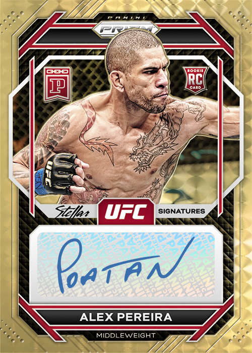 Alex Pereira 2023 Panini Blockchain Prizm UFC — Physical Counterparts Stellar Signatures #UFC-AP Gold Vinyl