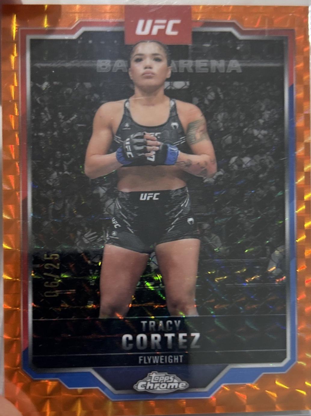 Tracy Cortez 2025 Topps Chrome UFC Base #134 Orange Geometric Refractor