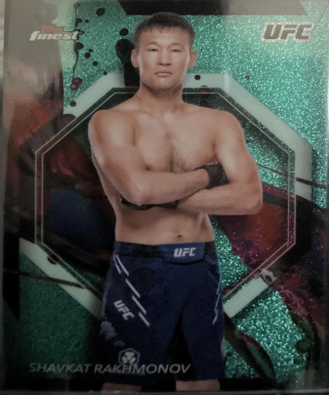 Shavkat Rakhmonov 2024 Topps Finest UFC Base Common #69 Aqua Glitter Refractor