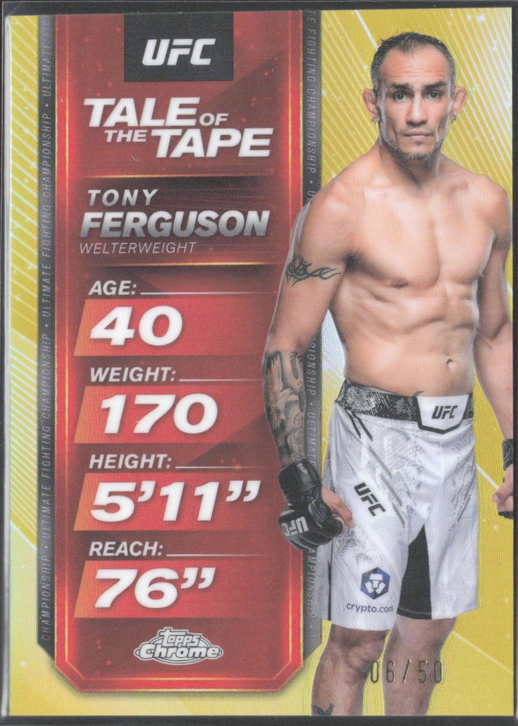 Tony Ferguson 2025 Topps Chrome UFC Tale of the Tape #TTT-10 Gold Refractor