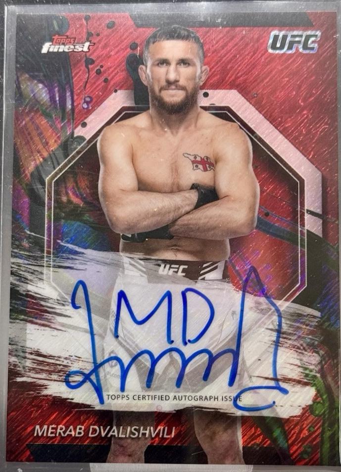 Merab Dvalishvili 2024 Topps Finest UFC Finest Autographs #FA-MBD Red Shimmer Refractor
