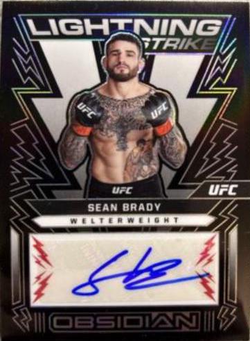 Sean Brady 2023 Panini Chronicles UFC Obsidian Lightning Strike Signatures #21 White Mojo