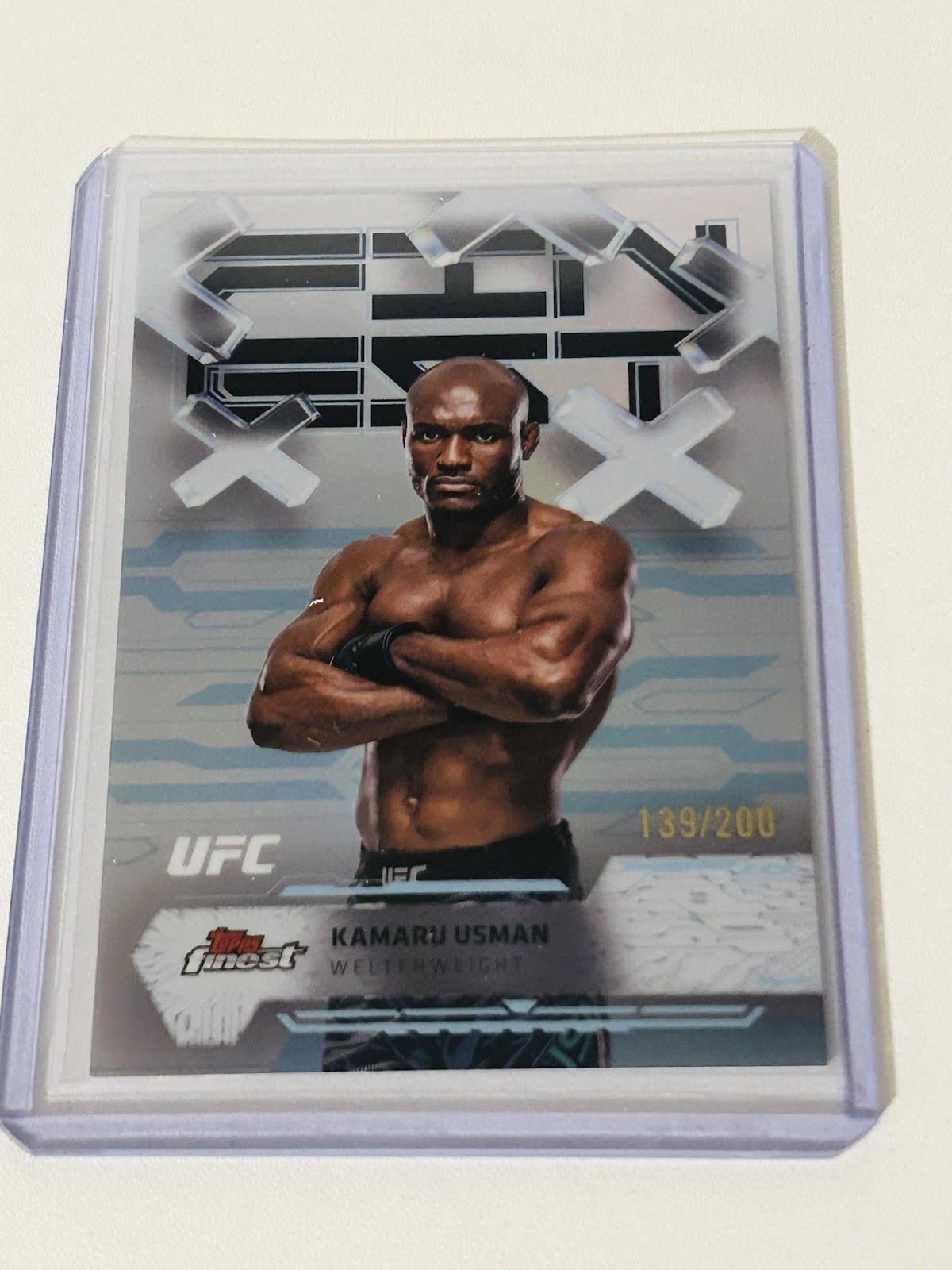 Kamaru Usman 2025 Topps Finest UFC Base Common #66 Blue Refractor