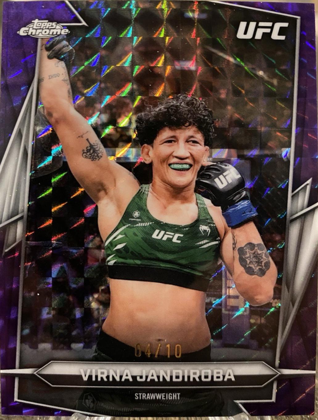 Virna Jandiroba 2026 Topps Chrome UFC Base #73 Purple Geometric Refractor