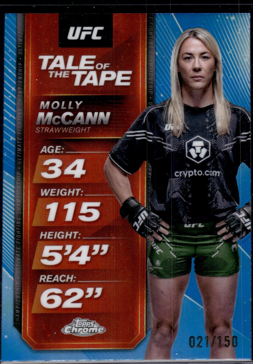Molly McCann 2025 Topps Chrome UFC Tale of the Tape #TTT-24 Blue Refractor