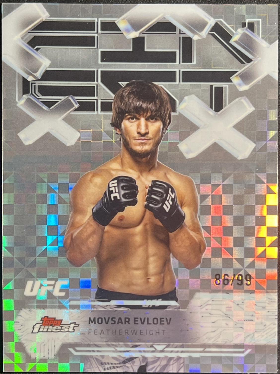 Movsar Evloev 2025 Topps Finest UFC Base Common #54 Blue Checkerboard Refractor