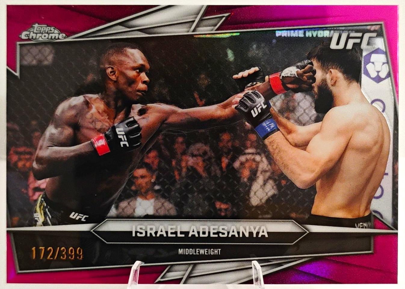 Israel Adesanya 2026 Topps Chrome UFC Base #197 Purple Geometric Refractor