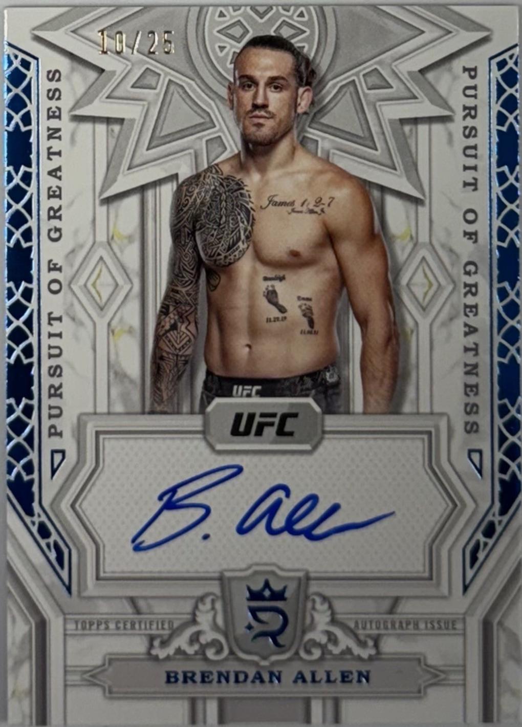 Brendan Allen 2024 Topps Royalty UFC Pursuit of Greatness Autographs #PGS-BAN Blue