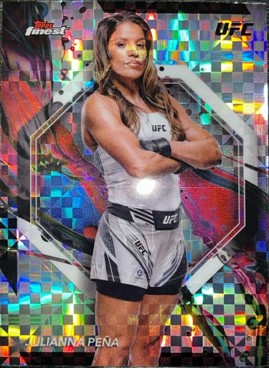 Julianna Peña 2024 Topps Finest UFC Base Common #73 Checkerboard Refractor