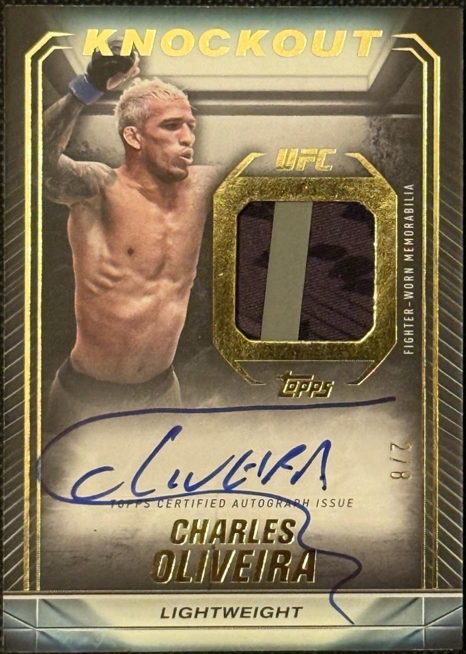 Charles Oliveira 2024 Topps Knockout UFC Knockout Autograph Relics #KAR-COA Gold