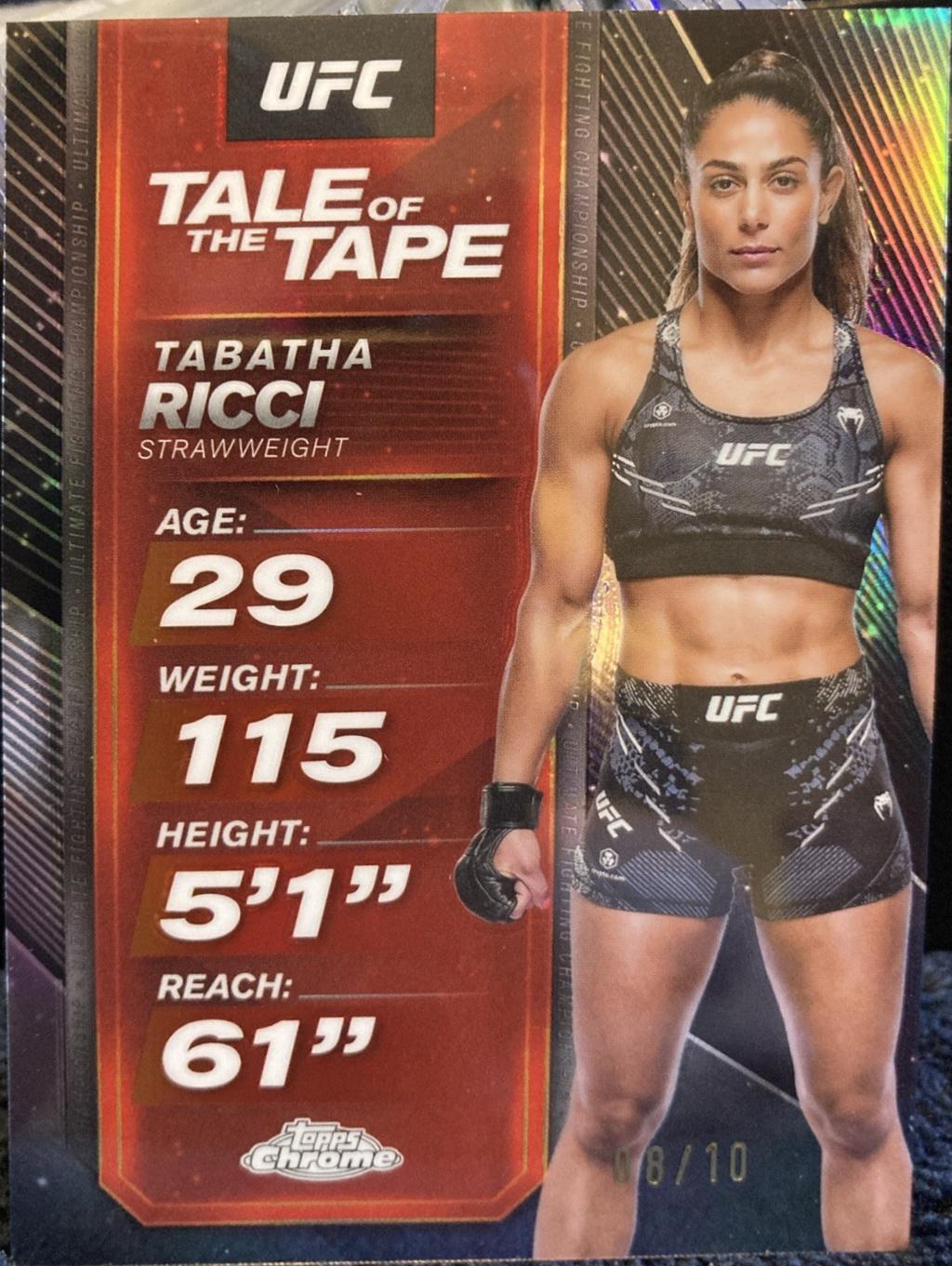 Tabatha Ricci 2025 Topps Chrome UFC Tale of the Tape #TTT-29 Black Refractor