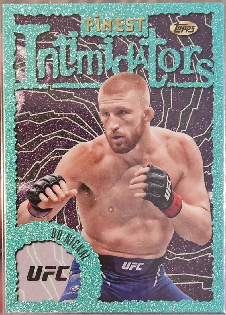 Bo Nickal 2024 Topps Finest UFC Intimidators #INT-26 Aqua Glitter Refractor