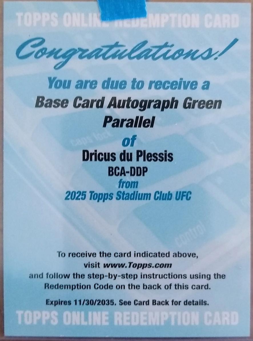 Dricus Du Plessis 2025 Topps Stadium Club UFC Base Autographs #BCA-DDP Rainbow