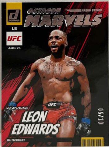Leon Edwards 2023 Panini Donruss UFC Octagon Marvels #18 Press Proof Gold
