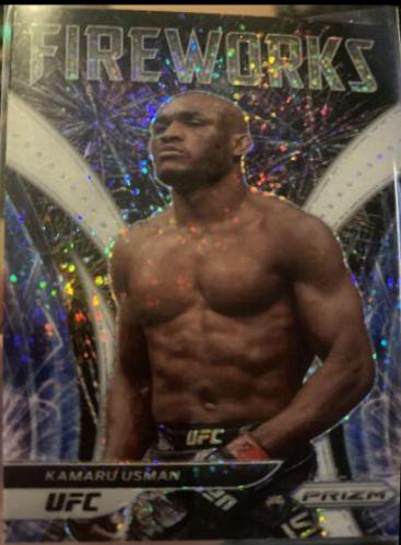 Kamaru Usman 2022 Panini Prizm UFC Fireworks #11 White Sparkle