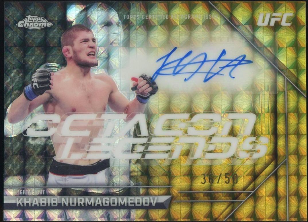 Khabib Nurmagomedov 2026 Topps Chrome UFC Octagon Legends Autographs #OLA-KN Gold Refractor