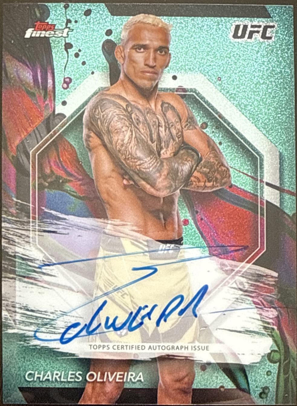 Charles Oliveira 2024 Topps Finest UFC Finest Autographs #FA-CSO Aqua Glitter Refractor