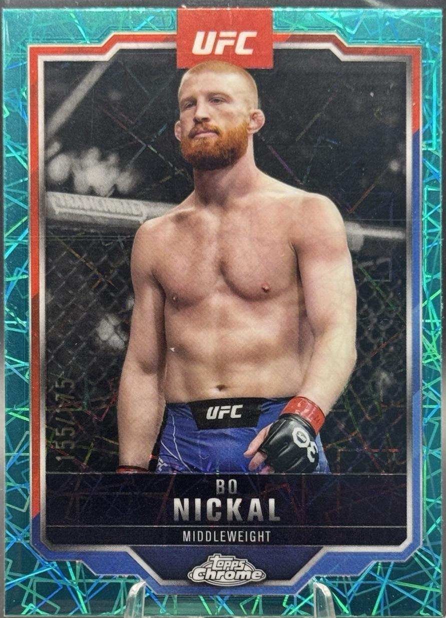 Bo Nickal 2025 Topps Chrome UFC Base #76 Teal Lazer Refractor