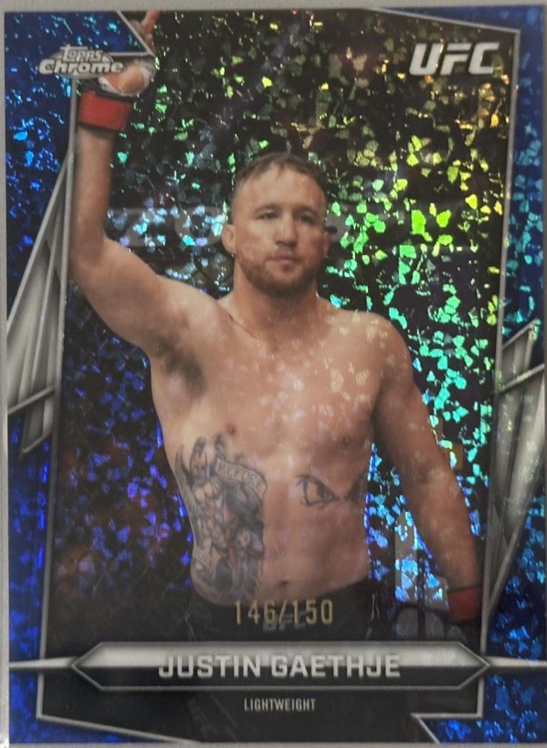Justin Gaethje 2026 Topps Chrome UFC Base #39 Blue Mini Diamonds Refractor