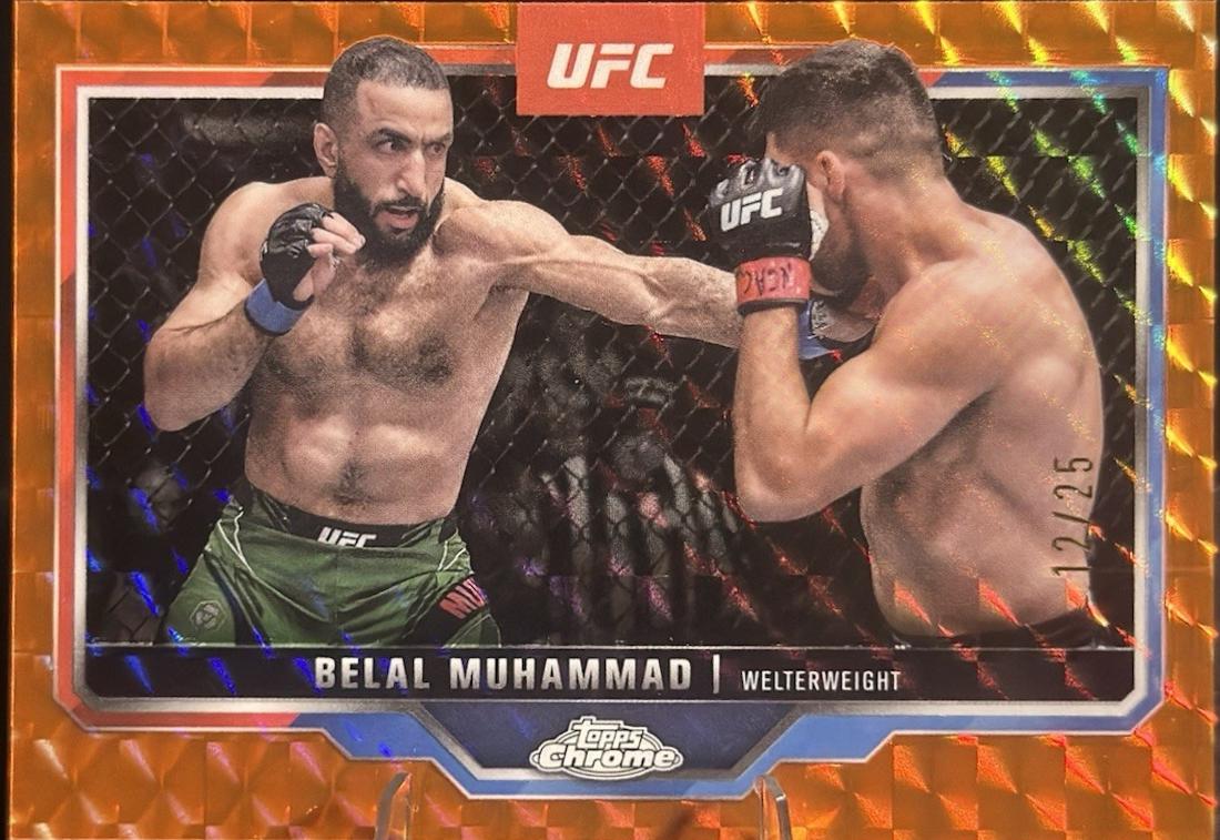 Belal Muhammad 2025 Topps Chrome Sapphire UFC Base Sapphire #126 Orange Sapphire