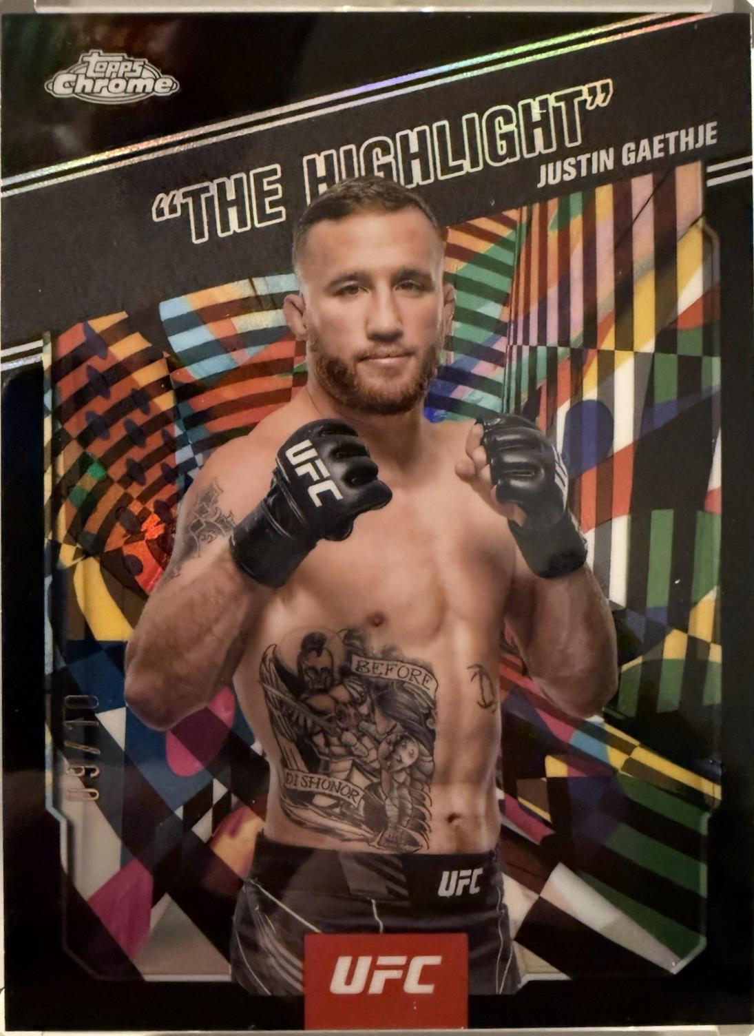 Justin Gaethje 2025 Topps Chrome UFC AKA #AKA-3 Black Refractor
